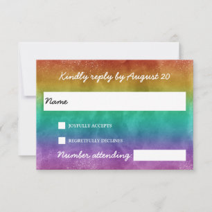 Rainbow Ombre LGBTQA Wedding RSVP Card