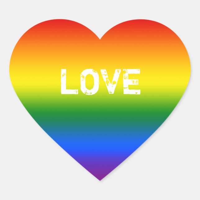 Rainbow Ombre Love Conversation Heart Heart Sticker (Front)