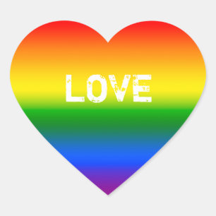 Rainbow Ombre Love Conversation Heart Heart Sticker