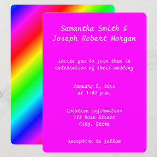 Rainbow Ombre Magenta Wedding Invitation