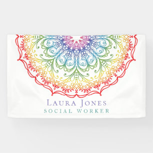 Rainbow Ombre Mandala Ladies Pride Convention Banner