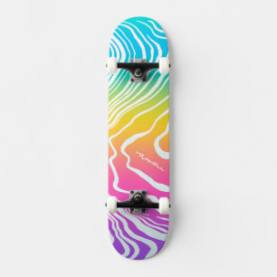 Rainbow Ombre Marbled Abstract  Skateboard