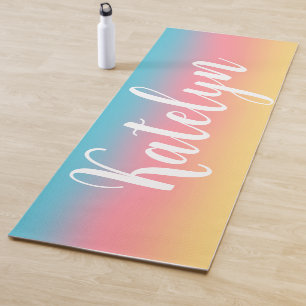 Rainbow Ombre Personalised Name Yoga Mat
