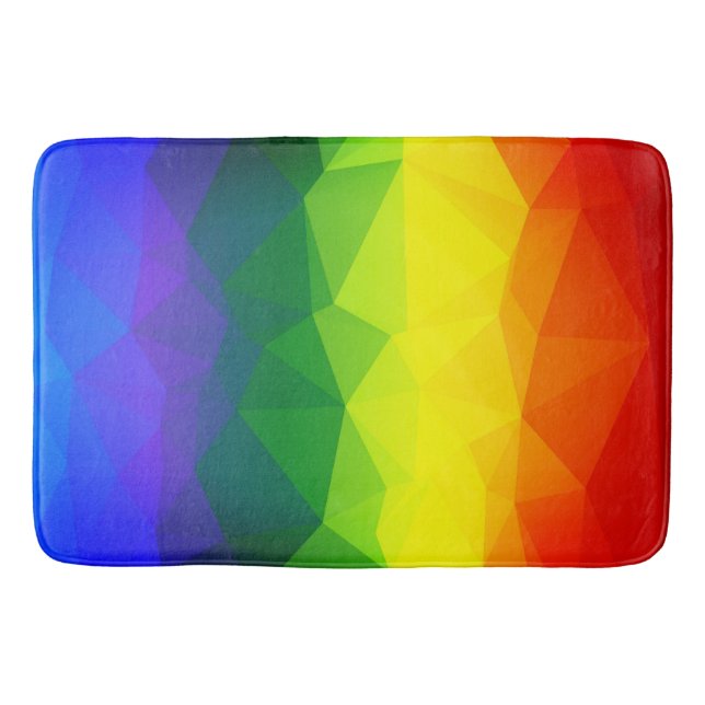 Rainbow Ombre Polygon Bath Mat (Front)