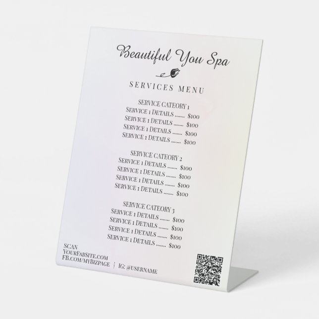 *~* Rainbow Ombre Soft Pastel  Table Pedestal Sign (Front)