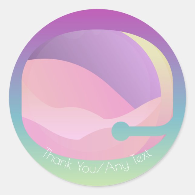 Rainbow Ombre Space Moon Classic Round Sticker (Front)