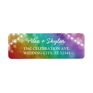 Rainbow Ombre String Lights Gay Wedding