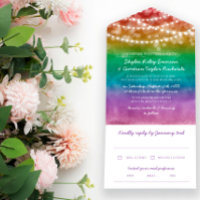 Rainbow Ombre String Lights Gay Wedding