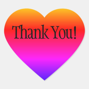 Rainbow Ombre Thank You Heart Sticker