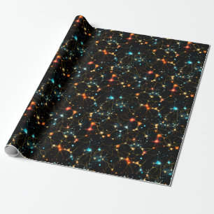 Rainbow on Black Abstract Wrapping Paper