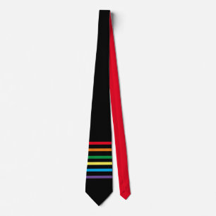 Rainbow on Black Modern Geometric Tie