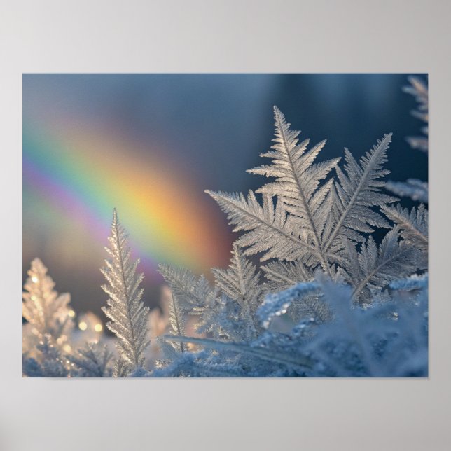 Rainbow on Frosted Ferns Poster (Front)