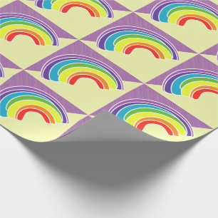 Rainbow on Purple and Yellow Wrapping Paper