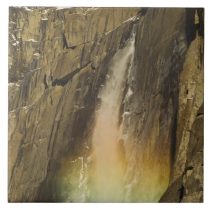Rainbow on Upper Yosemite Falls in Yosemite Tile