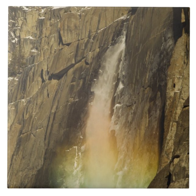 Rainbow on Upper Yosemite Falls in Yosemite Tile (Front)