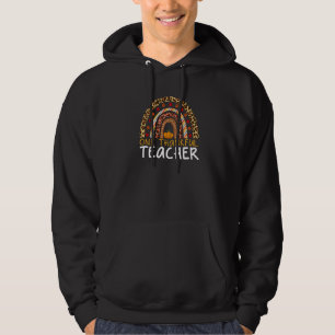 Rainbow One Thankful Teacher Leopard Fall Thanksgi Hoodie