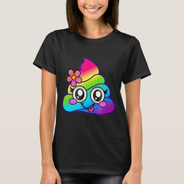 Rainbow Op Emoji Cute Unicorn O Flower Silly  T-Shirt (Front)
