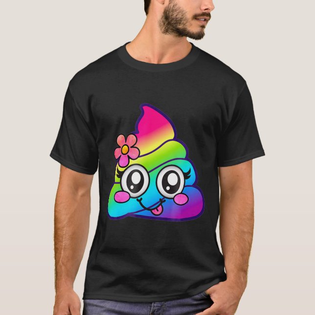 Rainbow Op Emoji Cute Unicorn O Flower Silly  T-Shirt (Front)