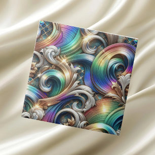 Rainbow Opal Ocean Waves Coral Reef Ceramic Tile