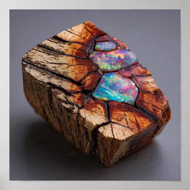 Rainbow Opalised Wood - Petrified Forest Gem Poster (Front)