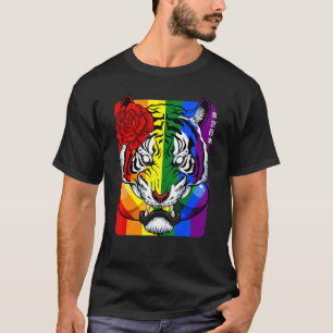 Rainbow Oriental Tiger Lgbt Q Animal Gay Pride Fla T-Shirt