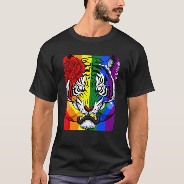 Rainbow Oriental Tiger Lgbt Q Animal Gay Pride Fla T-Shirt (Front)