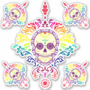 Rainbow Ornate Day of the Dead Sugar Skulls