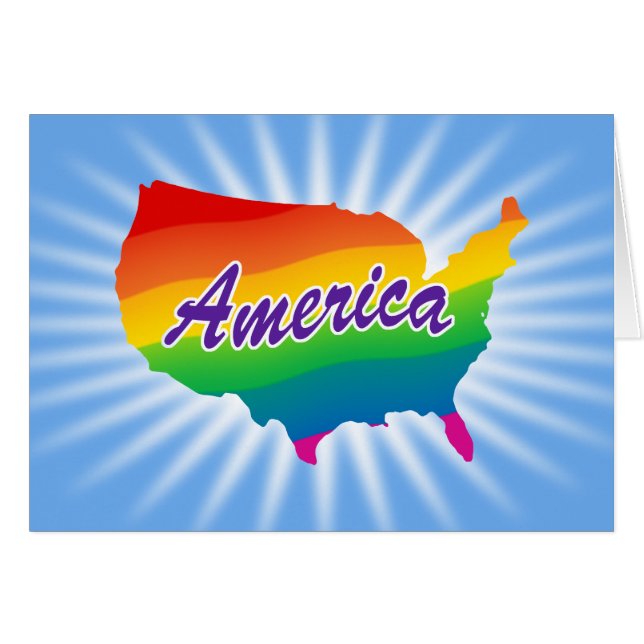 Rainbow Outline Of America (Front Horizontal)