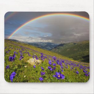 Rainbow Over A Flowering Meadow Mouse Mat