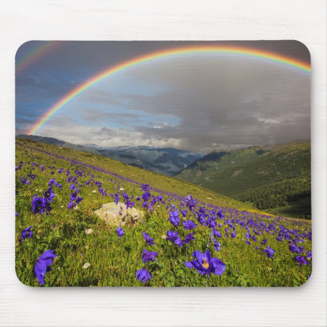 Rainbow Over A Flowering Meadow Mouse Mat (Front)