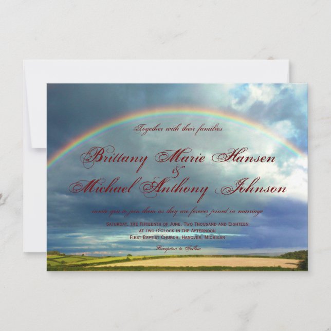 Rainbow Over Country Fields Wedding Invitations (Front)