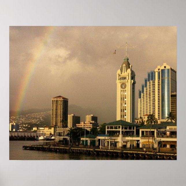 Rainbow over Honolulu, Hawaii, USA 2 Poster (Front)