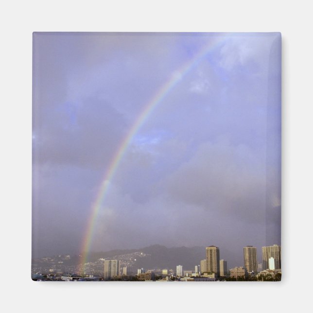 Rainbow over Honolulu, Hawaii, USA Magnet (Front)