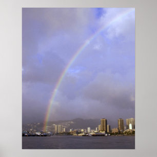 Rainbow over Honolulu, Hawaii, USA Poster