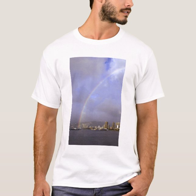 Rainbow over Honolulu, Hawaii, USA T-Shirt (Front)