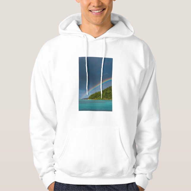 Rainbow over island, American Samoa Hoodie (Front)