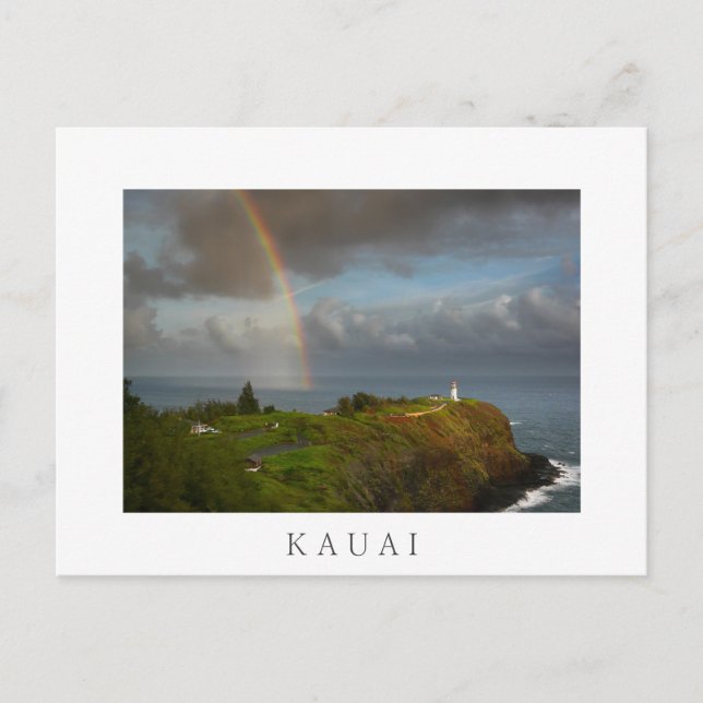Rainbow over Kilauea Lighthouse Kauai postcard (Front)