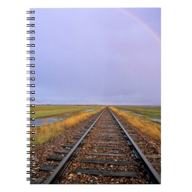 Rainbow over railroad tracks near Fairfield Notebook (Front)