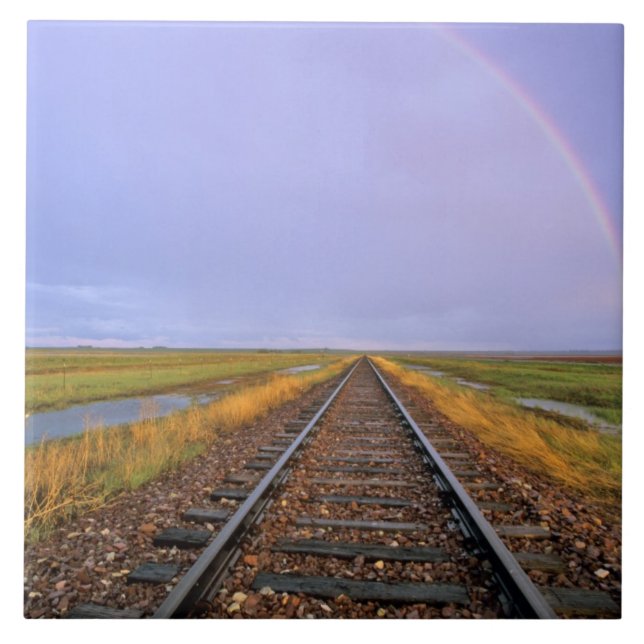 Rainbow over railroad tracks near Fairfield Tile (Front)