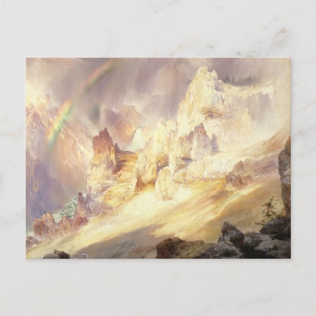 Rainbow Over the Grand Canyon Yellowstone by Moran Postcard (Front)
