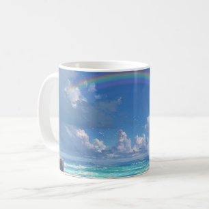 Rainbow over the ocean coffee mug