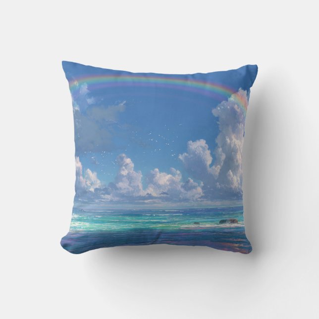 Rainbow over the ocean cushion (Front)