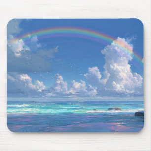 Rainbow over the ocean mouse mat