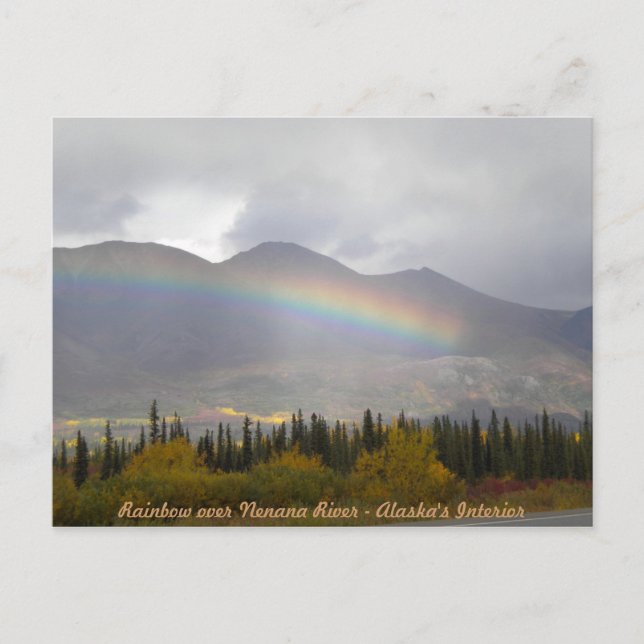 Rainbow over valey of fall colours postcard (Front)