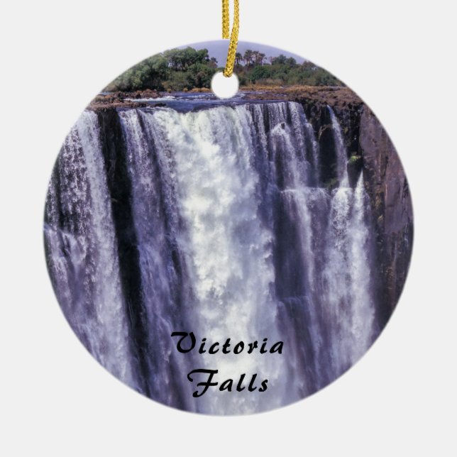 Rainbow over Victoria Falls - Zimbabwe, Africa Ceramic Tree Decoration (Front)