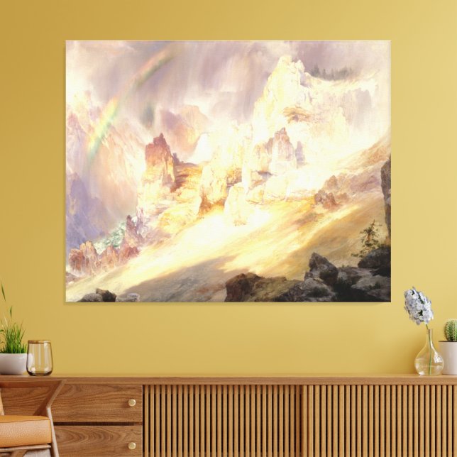 Rainbow Over Yellowstone, Moran 1900 Canvas Print (Insitu(LivingRoom))