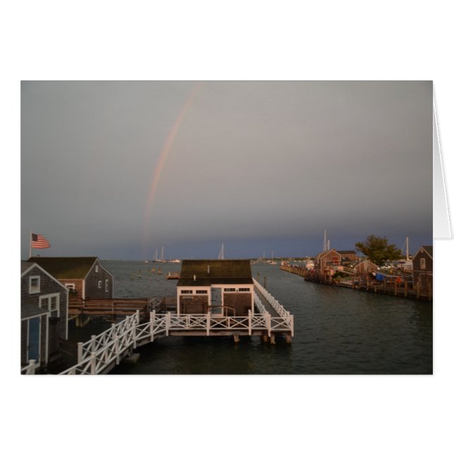 Rainbow overr Nantucket Harbour Card (Front Horizontal)