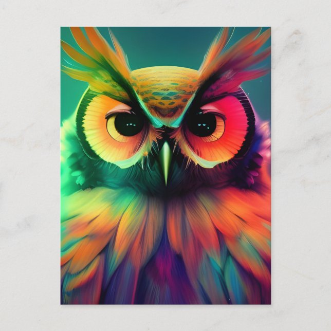 Rainbow Owl Postcard (Front)