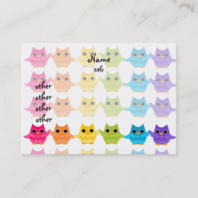 Rainbow Owls Business Card (Front)