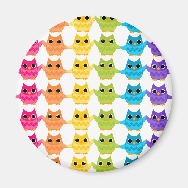 Rainbow Owls Magnet (Front)